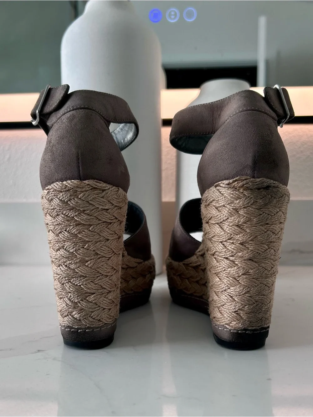 Stuart Weitzman Suede Espadrille Wedge Sandals - Picture 4 of 5